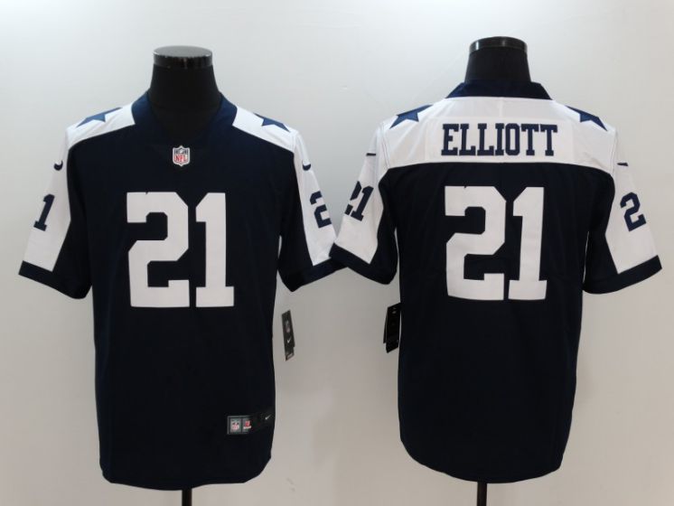 Men Dallas Cowboys #21 Elliott Blue Thanksgiving Nike Vapor Untouchable Limited NFL Jerseys->->NFL Jersey